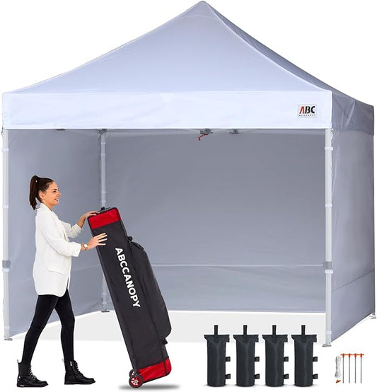 ABCCANOPY Easy Pop Up Canopy Tent with Sidewalls 8x8 Commercial -Series, White