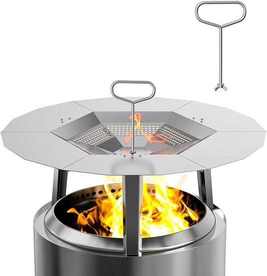 Handle Compatible with Solo Stove Yukon Bonfire Canyon Ranger Heat Deflector,Stainless Steel Handle Accessory for Fire Pit Campfire Stove Heat Diffuser
