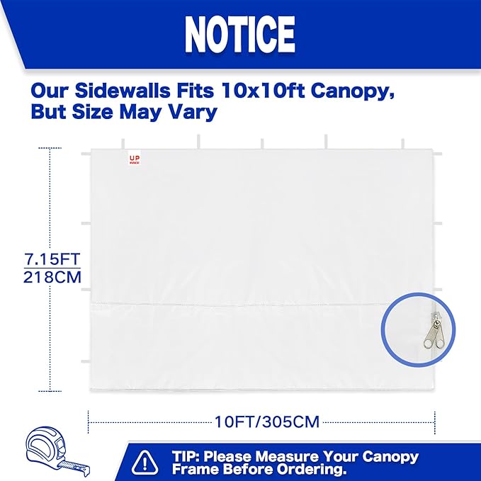 3PCS Canopy Sidewalls for 10x10 Pop Up Canopy Tent Waterproof, 99% UV Protection, 3 Piece Sidewalls, (Sidewall Only, Canopy Tent NOT Included)