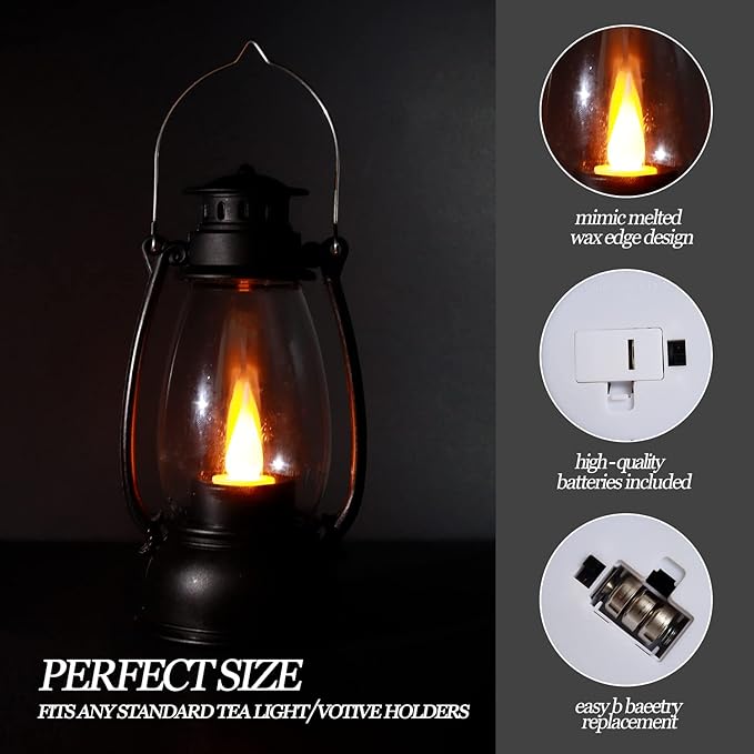 Mini Lanterns 12-Pcs LED Small Lanterns Decorative Indoor Outdoor Hanging Lantern Decorative Candle Lanterns Farmhouse Decor for Weddings Western Camping Party Halloween Christmas Decorations