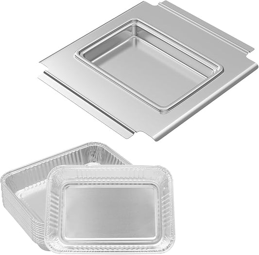 SafBbcue 80580 Grease Catch Pan with 12 Pack Drip Pan Liners for Weber Q200 & Q300 Grill,Grease Tray for Weber Q2000 Q2200 Q200 Q220 Q3000 Q3200 Q240 Q300 Q320 Q2400 394001 Grill Replacement Parts