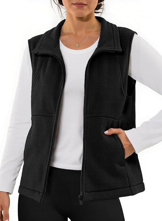 Dokotoo Women's Full Zip Polar Fleece Vest Warm Winter Sleeveless Cardigan Lapel Collar Sherpa Coat Outerwear with Pocket