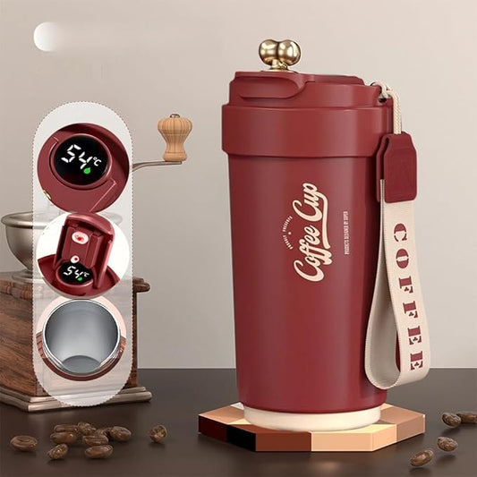 Coffee cup,Insulated Travel Coffee Mug Spill Proof Leak Proof Portable To Go Camping Stainless Steel Coffee Tumbler Reusable Coffee Cups with Lids Thermos for Hot and Cold Drink (Modern Red)