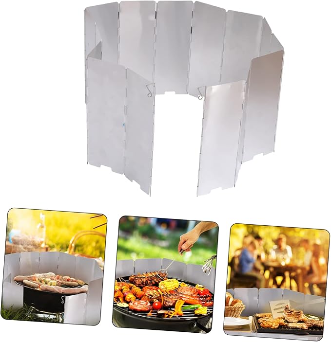 Outdoor Aluminum Alloy BBQ Windshield Cooking Shield for Camping Picnics Lightweight Durable Reduces Wind for Efficient Grilling