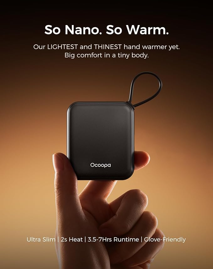 OCOOPA Hand Warmers Rechargeable - Stylish Electric Handwarmers, 2S Heating Heated Gloves for Women, Handheld Heater Portable, UL Certified, Christmas Essentials, Unique Gifts, UT5 Nano