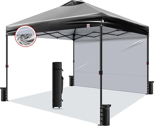 10x10 Pop Up Canopy Tent,Outdoor Canopy for Beach Tent with Sidewalls,Heavy Duty Easy Pop up Canopy Tent for Party Tent,Camping,Markets,Events,Parties. (Black, 10x10 FT)