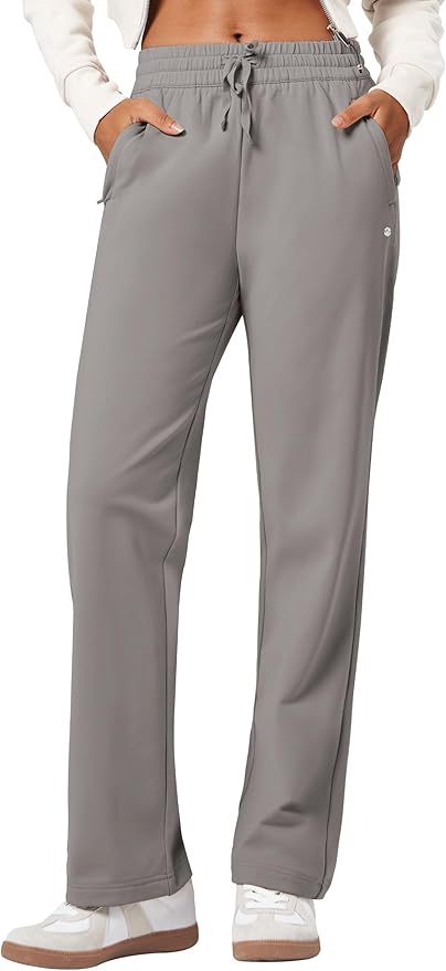 Willit Women's Fleece Lined Pants with Zipper Pockets Winter Thermal Warm Hiking Straight Leg Pants 27"/29"/31"
