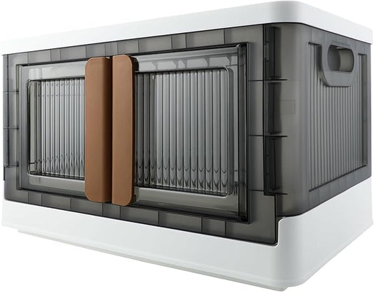 Storage Bin, Cabinet with Lids, Home Organizer, 8.4 Gallon Capacity, With Double Door, Bottom Wheels, Foldable, Plastic, Underbed or Countertop Use