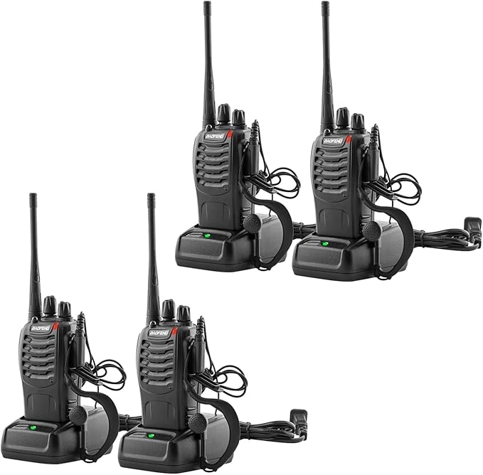 Walkie Talkies Baofeng 888S Radio Rechargeable Walkie-Talkies Long Range with Earpieces for Adults, 2 Way Radios Kids walkie talkies 4 Pack