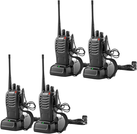 Walkie Talkies Baofeng 888S Radio Rechargeable Walkie-Talkies Long Range with Earpieces for Adults, 2 Way Radios Kids walkie talkies 4 Pack