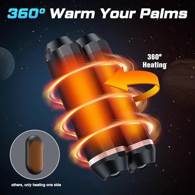 3-in-1 Hand Warmers Rechargeable 10000mAh, Electric Hand Warmer with Power Bank, Flashlight, 2 Pack 360°Heating Portable Pocket Heater, Gifts for Men, Women, Hunting, Camping Accessories