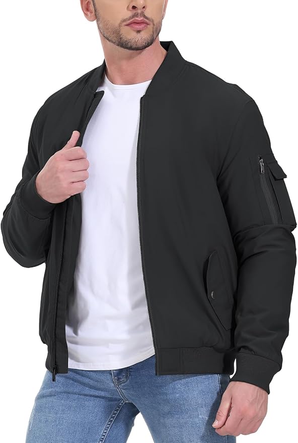 Gopune Men's Windproof Bomber Jacket Warm Water Resistant Windbreaker Winter Outwear Quilted Jackets Coats