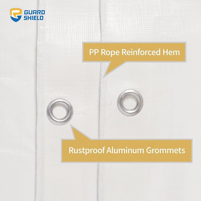 GUARD SHIELD White Tarps Heavy Duty Waterproof 12x24 Feet Large Thick Tarp Cover 12mil
