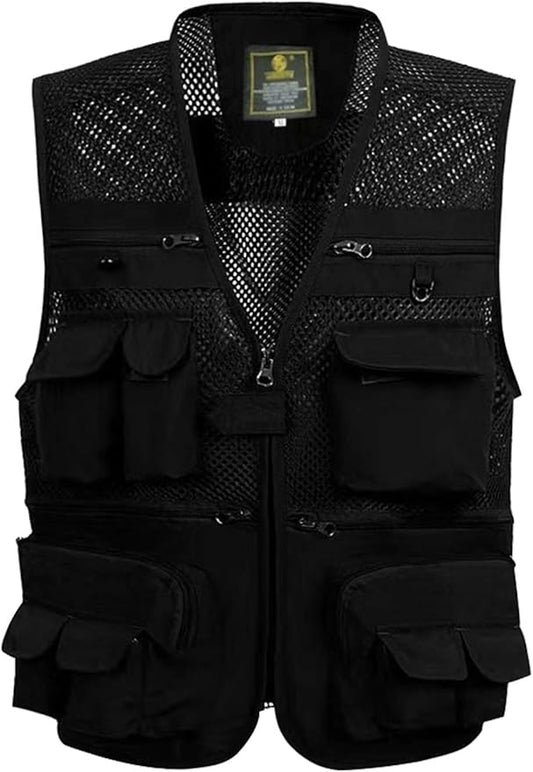 Lentta Men's Fishing Vest Summer Outdoor Lightweight Work Photo Vest 16 Pockets