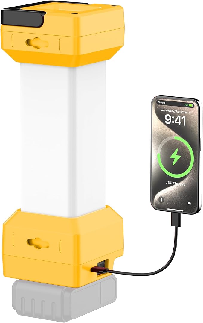 2900LM Led Work Light for Dewalt 20V MAX Battery Portable Camping Light Rechargeable, Flood Light with Type-C 20W Fast Charging, Shockproof Lighting, Low-Voltage Protection( NO Battery)