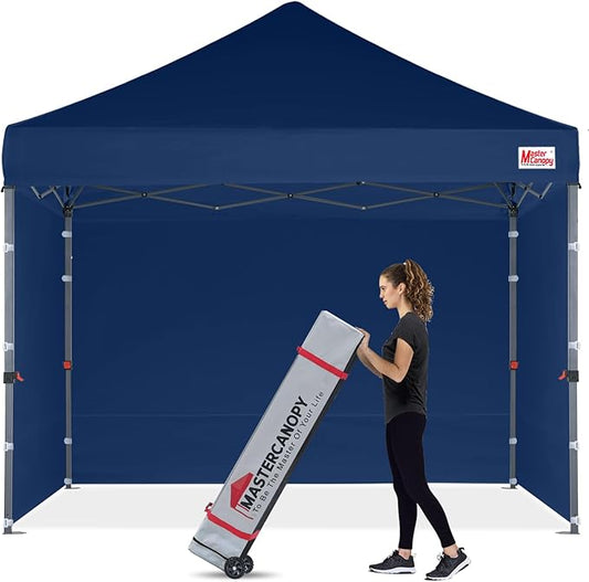 MASTERCANOPY Heavy Duty Pop-up Canopy Tent with Sidewalls (10x10,Navy Blue)