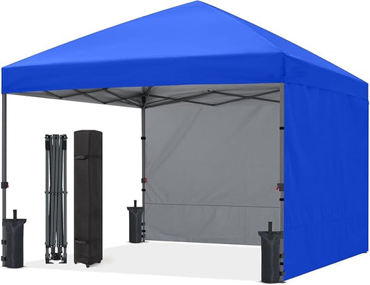 ABCCANOPY Easy Pop up Canopy Tent with 2 Sidewalls for Outdoor Sun Blocking or Rain Protection, 8x8, Royal Blue
