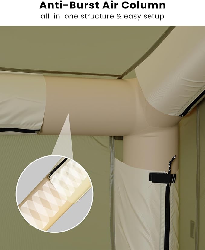 Inflatable SUV Tents for Camping, Pop Up Car Tent, Large SUV Tent Attachment for Camping, 2 in 1 Inflatable Tents Attach to Back Car with AC Port - ArmyGreen