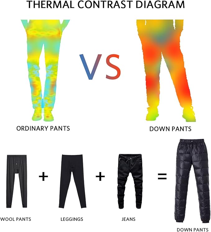 Men's Winter Warm Loose Utility Down Pants Sassy High Waisted Nylon Compression Snow Trousers