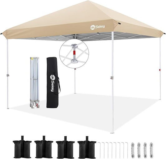 Sekey 10x10 Pop Up Canopy with One Push Setup-Easy Up Canopy with 99% UV Blocking - Instant Outdoor Sun Shade for Events, Parties, Camping- Commercial Gazebo with Weight Bags,Wind Proof&Waterproof