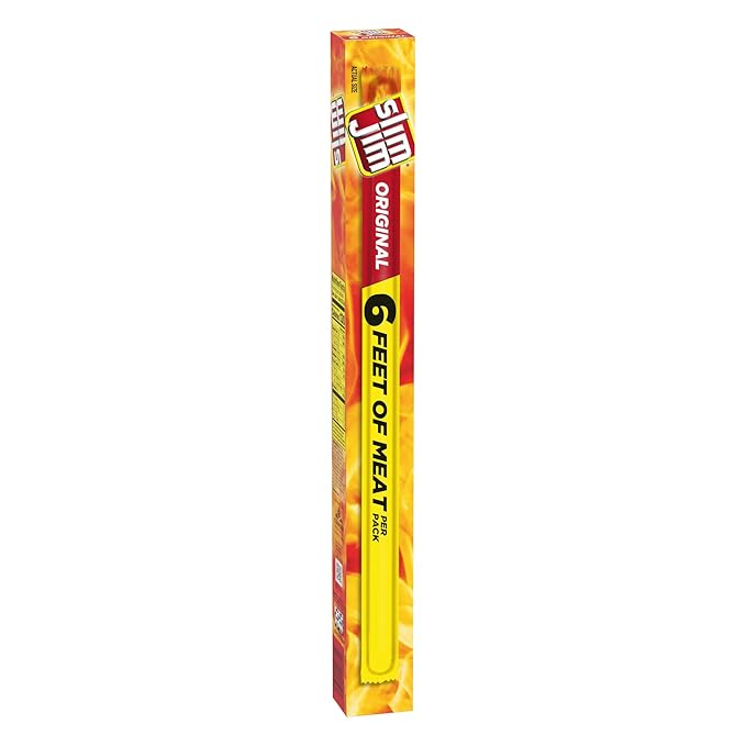 Slim Jim Giant Sized Original Smoked Snack Sticks, Keto Friendly Snack, Meat Snacks, 0.97 oz. Sticks, 6 Count