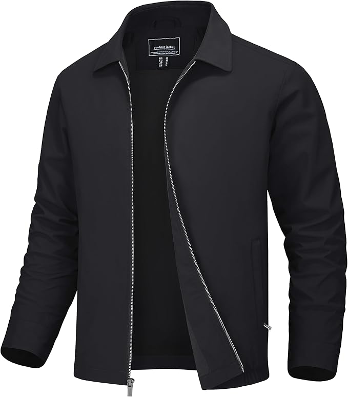 MAGNIVIT Men's Lightweight Jackets Light Windbreaker Full Zip Up Stylish Golf Coat Business Work Casual Dress