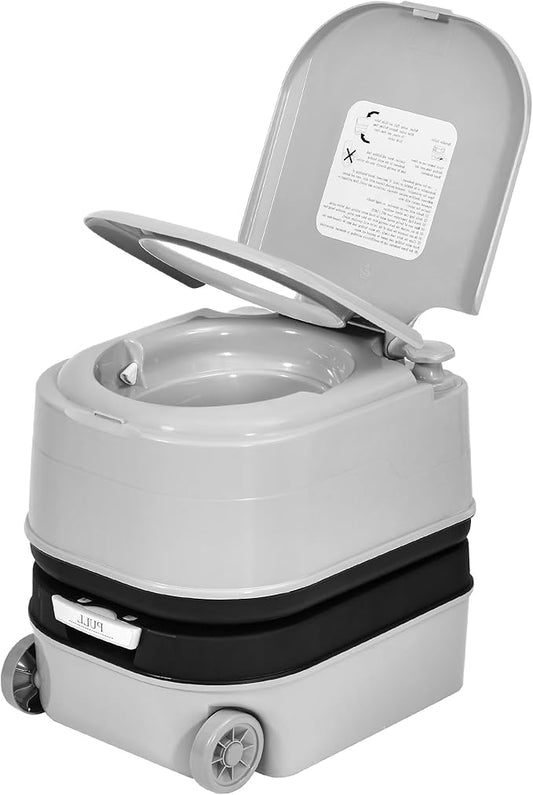 YITAHOME 5.28 Gallon Portable Toilet for Camping, RV Travel Porta Potty with Press Flush Pump, Leak-Proof, Level Indicator, Rotating Spout for Adults, Campers, RV, Boating, Hiking, Trips
