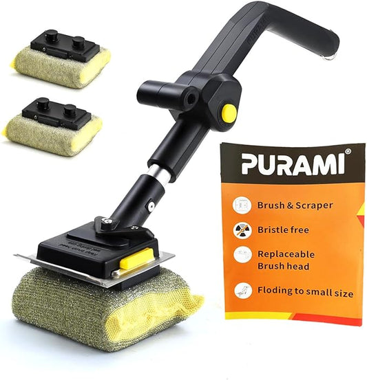 Folding Steam Grill Brush for BBQ Collapsible Design for Easy Storage Heavy Duty with Scraber & 3 Bristle Free Brush Head Grill Cleaning Tool for Camping Tailgating Indoor Out Door Gift