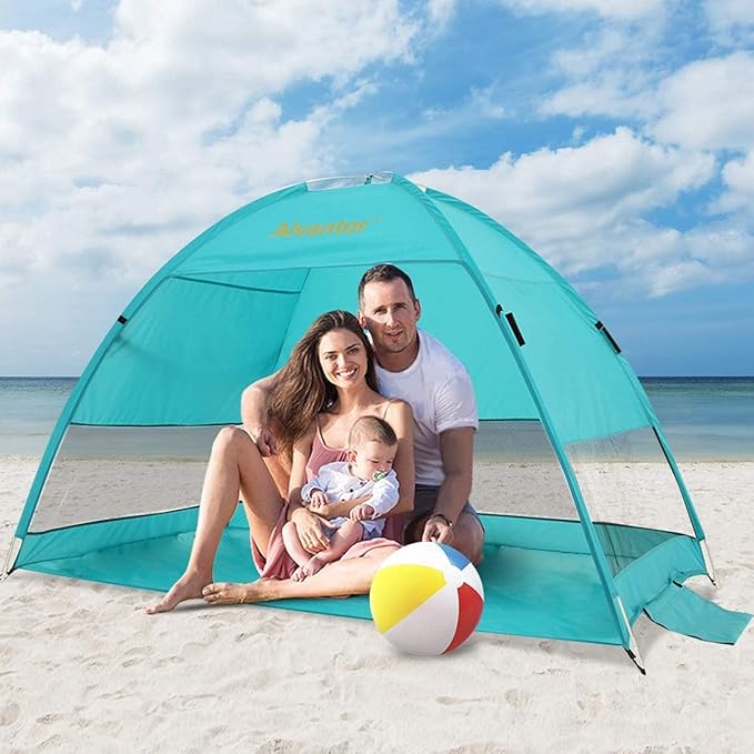 Alvantor Beach Tent Beach Umbrella Outdoor Sun Shelter Cabana Automatic Instant Pop-Up UPF 50+ Portable Beach Shade Camping Fishing Hiking Canopy Easy Set Up Light Weight Windproof for 2-3 Person