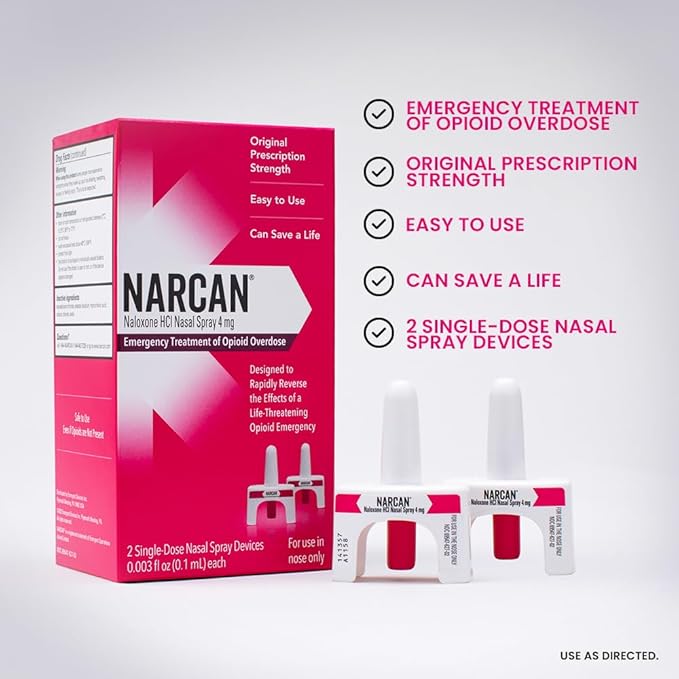 NARCAN Nasal Spray 4 mg, Emergency Treatment of Opioid Overdose, 2 Single-Dose Devices