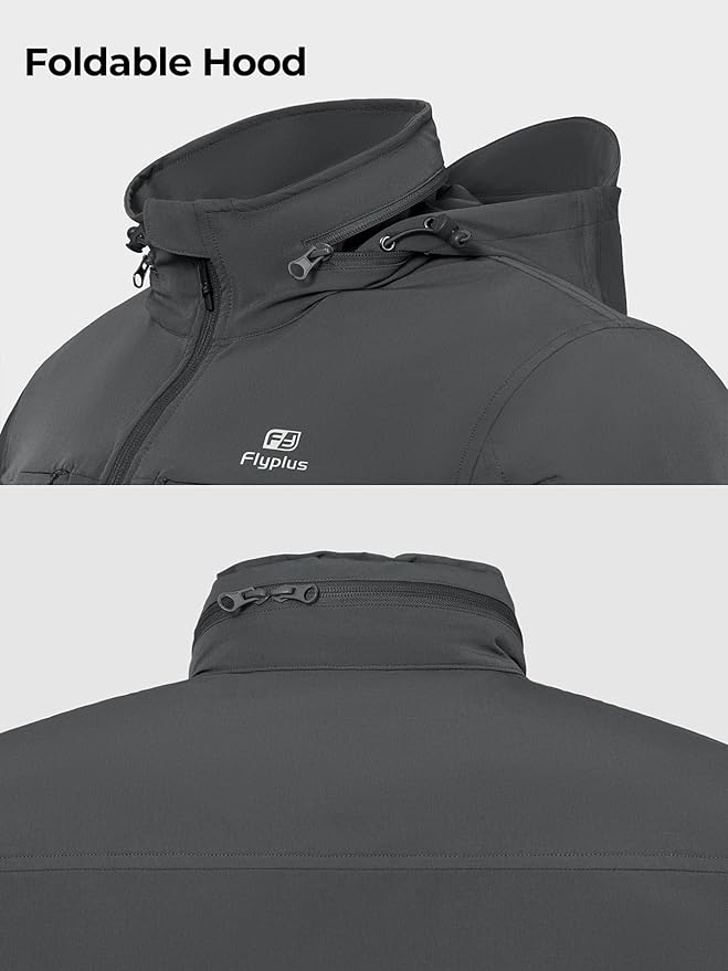Men’s Tactical Jacket Lightweight Hooded Windbreaker Water Resistant Stretch Breathable 9 Pockets Outdoor Work Coat