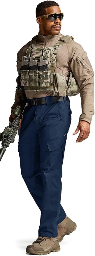 CQR Men's Flex Ripstop Tactical Pants, Water Resistant Stretch Cargo Pants, Lightweight EDC Hiking Work Pants