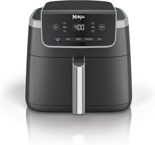 Ninja Air Fryer | 5 QT Capacity fit up to 4lbs of Fries | 5-in-1 Air Fry, Bake, Roast, Reheat, & Dehydrate | 400°F | Air Crisp Technology | 1750 Watts | Nonstick Basket & Crisper Plate | Grey | AF142