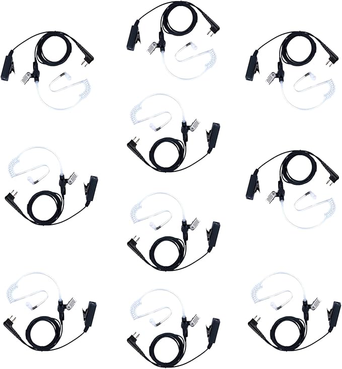 10 PCS CLS1110 Acoustic Tube Surveillance Earpiece/Headset with PTT and Mic for Motorola Walkie Talkie RDM2070d CP200 CP200d CLS1410 CLS1413 CLS1450 Radio
