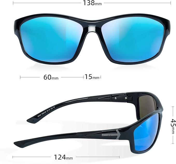 B.N.U.S Corning glass lenses polarized sunglasses for men and women UV400 Protection for Fishing Cycling Driving Italy made