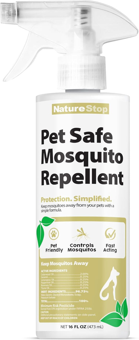 Pet Safe Mosquito Repellent, DEET-Free Travel Size Mosquito Spray for Dogs & Outdoor Use, 16 oz (475mL)