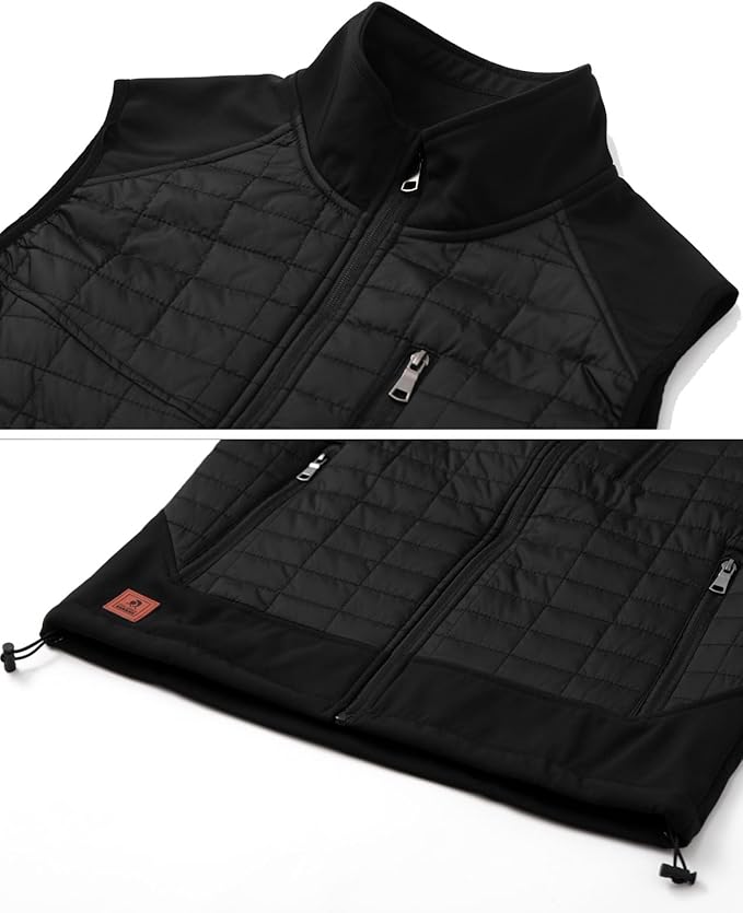 Vcansion Men's Lightweight Fleece Lined Puffer Vest Softshell Outerwear Sleeveless Jacket for Hiking Travel Golf