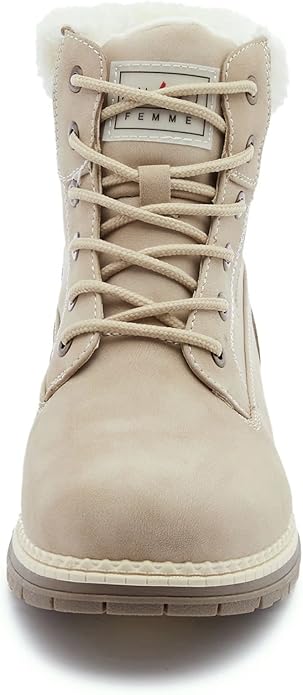 ANJOUFEMME Womens Hiking Snow Winter Boots - Waterproof Work Ankle Boots for Women Comfortable Warm Fur Boots for Backpacking Cycling