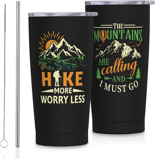Hiking Gifts for Men, Hiking Tumbler 20oz Stainless Steel Insulated Coffee Travel Mug, Gift for Hiker Outdoor Coffee Cup, Hiker Mountain Tumbler, Hikers Lovers Gift for Birthday Christmas Father's Day