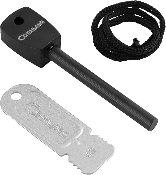Coghlan's Flint Striker Firestarter Tool for Camping, Hiking, Emergency Survival, and Outdoor Ignition – Durable Ferrocerium Rod with Waterproof Portable Design