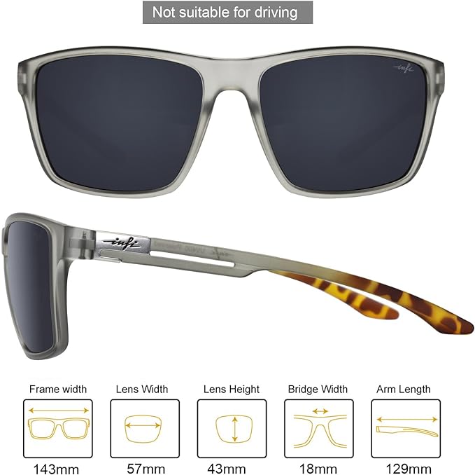 INFI Fishing Polarized Sunglasses for Men Driving Running Golf Sports Glasses Square UV Protection Designer Style Unisex