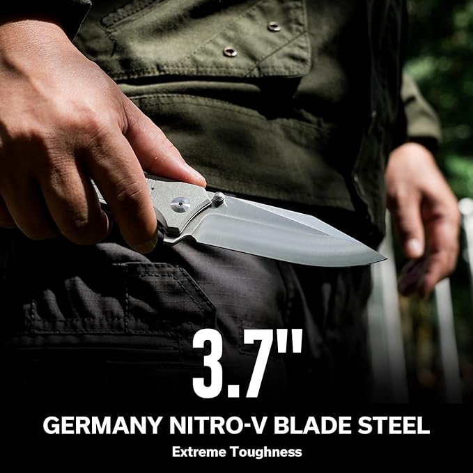 CIVIVI Tacticorix Pocket Knife for Men Women, EDC Flipper Folding Knife with 3.7" Nitro-V Blade G10 Handle for Camping Hunting C23055-3 (Gray)