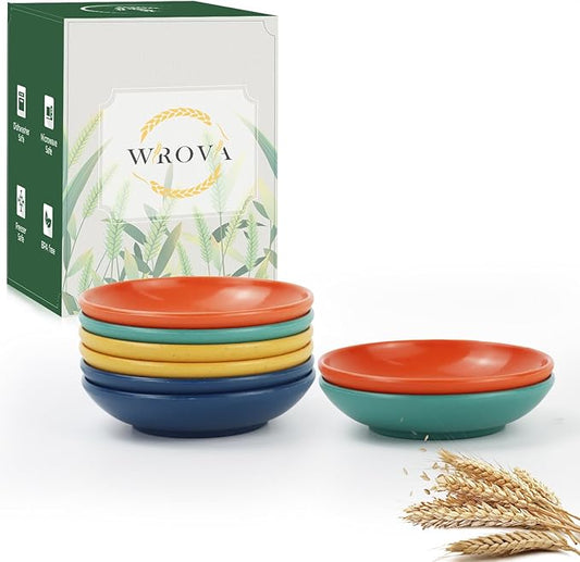 soy sauce dish 4 inch set of 8, small wheat straw plates 1.5oz for side dishes dishwasher safe, unbreakable plastic sauce dish for sushi,dishes,sauce...Colorful