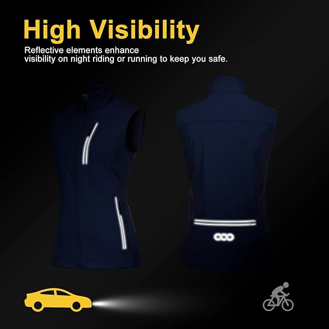 33,000ft Women's Lightweight Running Vest Outerwear with Pockets, Windproof Sleeveless Jacket for Golf Hiking Travel