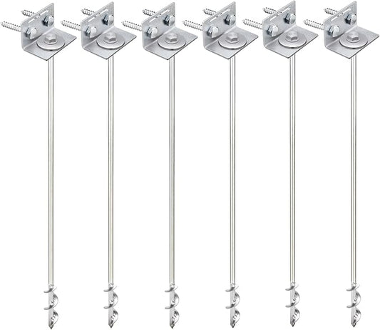 Ground Anchors Screw In - 24" Set of 4,6,8 with Brackets and Drill Bit - Earth Anchors - Mobile Home Anchors - Storage Shed Anchor Kit - Swing Set Anchors for Metal Swing Set - Playset Anchors - Ties