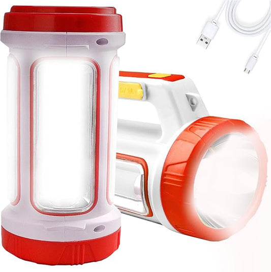 Solar Rechargeable LED Lantern Spotlights, Super Bright 10000LM Handheld LED Searchlight, Multifunction Camping Lantern Flashlight Work Light, 5 Light Modes, Waterproof