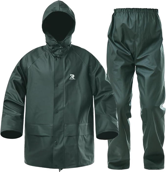 RainRider Rain Suits for Men Waterproof Rain Jacket Coat Pants Heavy Duty Women Fishing Rain Gear Workwear