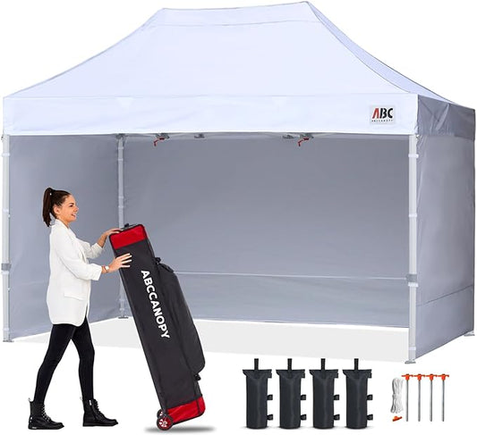 ABCCANOPY Easy Pop Up Canopy Tent with Sidewalls 8X12 Commercial -Series, White