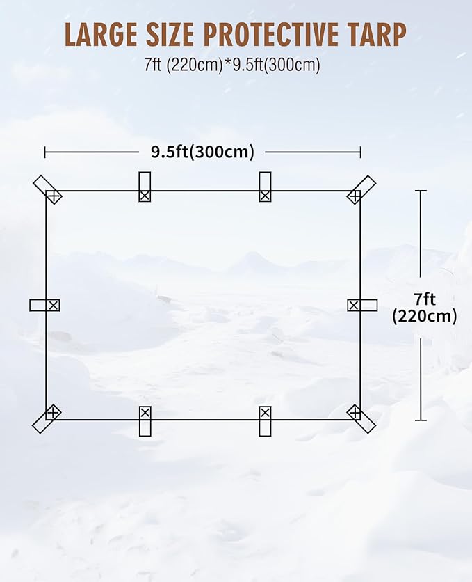 HIRALIY 20 Mil Heavy Duty Waterproof Tarp, 7x9.5ft Black Tarpaulin with Reinforced Webbing Loops, Multipurpose Oxford Canvas Tarp for Firewood, Roof, Camping, Pool