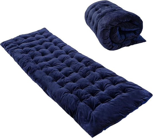 REDCAMP Extra Thick Folding Sleeping Cot Pads, Comfortable Soft Velvet Cotton Camping Cot Mattress Pad for Hiking, Backpacking, Blue 75"x28"